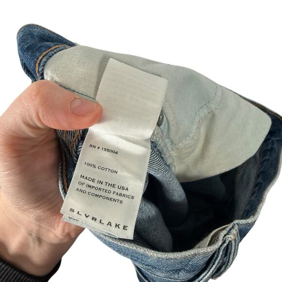 SlvrLake Tyler Distressed Straight Leg Jeans Old Ways Wash Mid Rise Womens 23 - Picture 10 of 11